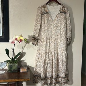 Billabong storm rider shift dress euc size s/pz neutral brown/ tan/ cream floral